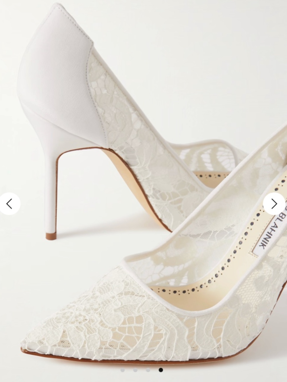 MANOLO BLAHNIK BBLA 105 silk satin-trimmed corded Lace Pumps 36